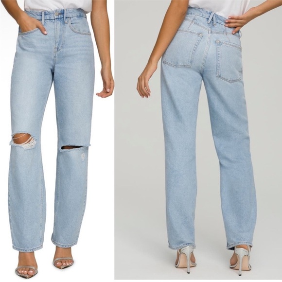 NWT Good American Good '90s Ripped High Waist Relaxed Jeans in Indigo293 Size 26 - Picture 1 of 13